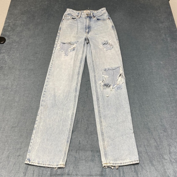 PacSun Denim - Pacsun 90s Boyfriend Jeans Womens 23 Blue Light Wash Distressed Straight Leg